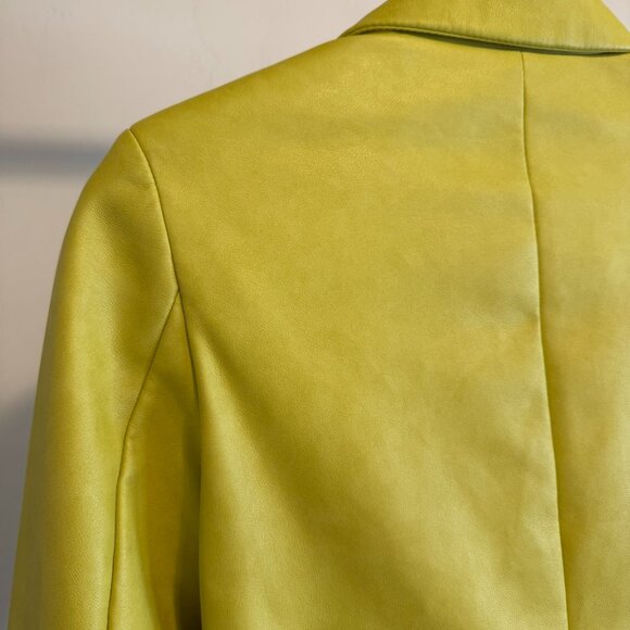 Anthropologie Avec Les Filles Yellow Faux Leather Cropped Blazer XS - Picture 6 of 8